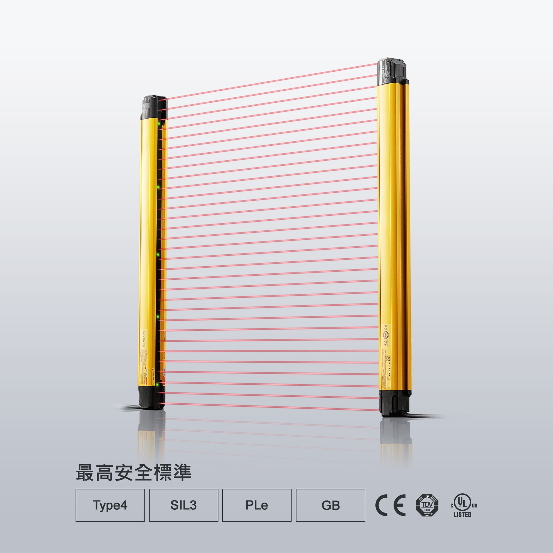 最高安全標(biāo)準(zhǔn)。Type4 / SIL3 / PLe / GB